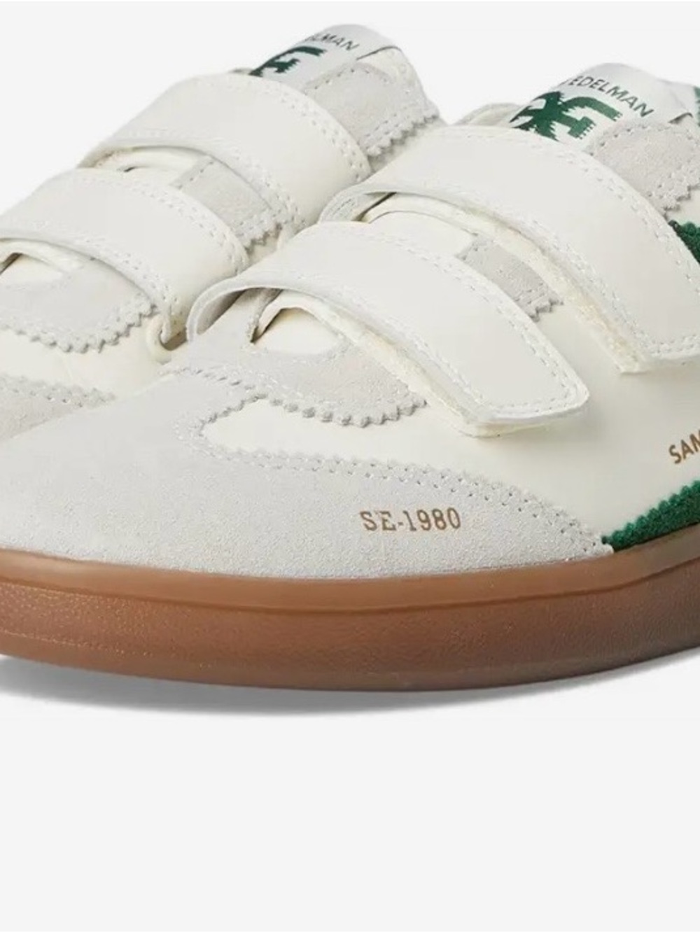 Sam  Edelman White & Green Velcro Sneakers